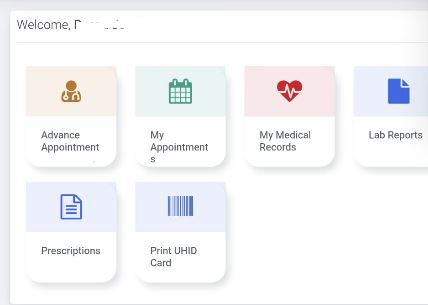 Screenshot of print uhid card section after login into E health